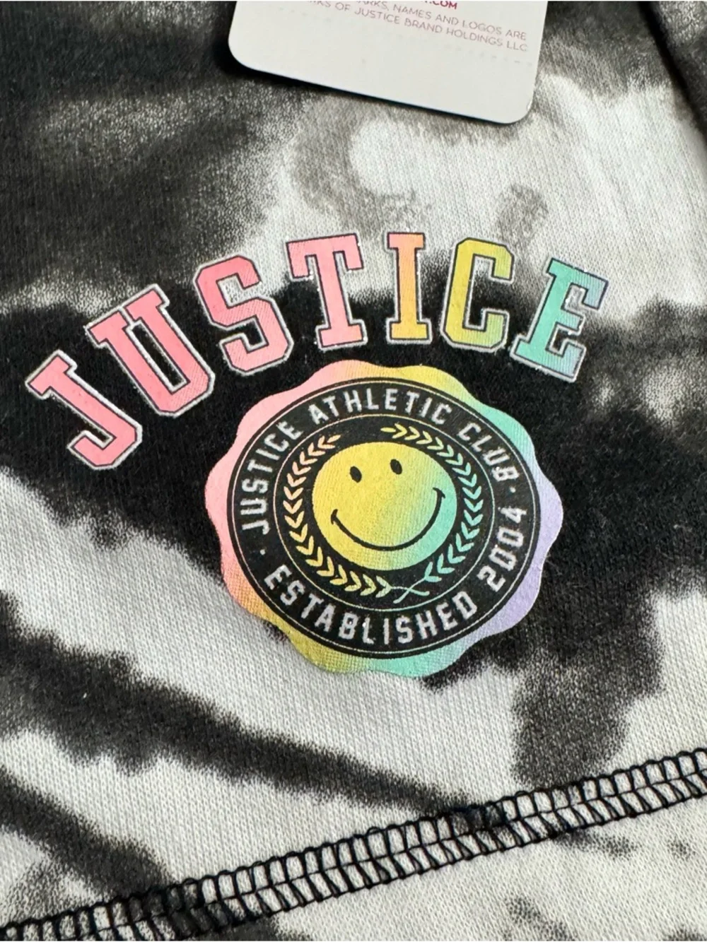 Justice EDF Printed Fleece Sweat Shorts Girls Size M (10) Drawstring Tie-dye B/W